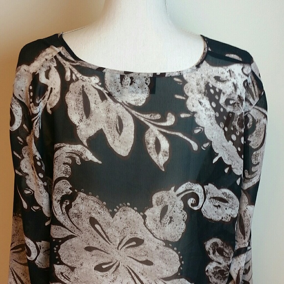 Additions by Chicos sheer fall brown floral tunic - Picture 6 of 7